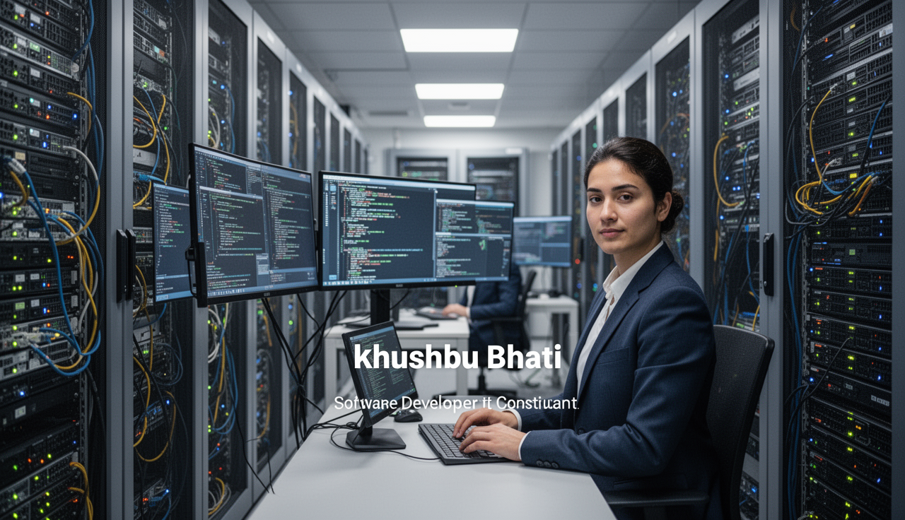 Professional office workspace showcasing modern IT infrastructure and technology solutions